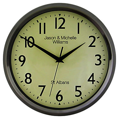 Lascelles Personalised Chrome Case Clock, 30cm, Silver Lascelles Personalised Chrome Case Clock, 30cm, Silver